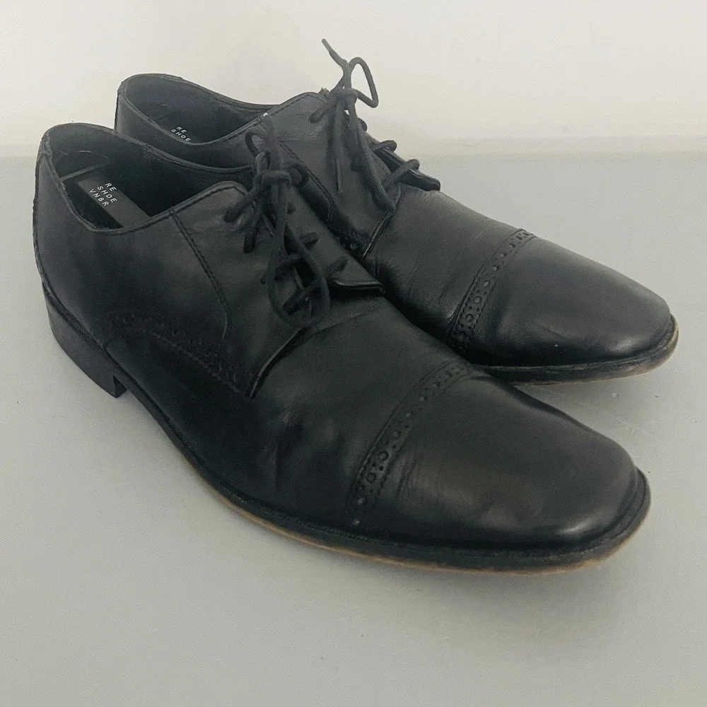 Florsheim Cap Toe Oxford Mens Size 10.5 D Black Leather Dress Shoes Brogue
